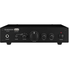 Monacor SA-100 Compact Universal Stereo Amplifier HiFi Amplifier with Front USB Port for Power and Charging External Devices - Black