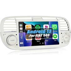 [1+32GB] SIXWIN Android 13 CarPlay Android Car Mirrorlink Car Radio for Fiat 500 2007-2015.7 Inch HD Touchscreen with GPS/Bluetooth/WiFi/HiFi/FM/RDS (White)