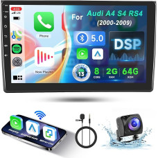 8 Core 2 + 64G: Hodozzy Carplay Car Radio for Audi A4 S4 RS4 2000-2009, 9 Inch Touchscreen Android Car Radio with Android Car/WiFi/GPS/RDS/FM/Bluetooth/USB + Reversing Camera