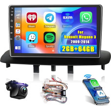 [2+64GB] Android 13 Car Radio, Wireless CarPlay Android Car, for Renault Megane 3 2009-2014 Radio, 9 Inch Screen Car Radio, Bluetooth, Mirror Link, GPS WiFi FM RDS SWC EQ