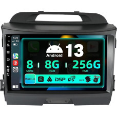 SXAUTO ¦ 8G + 256G ¦ Android 12 IPS Car Radio for Kia Sportage (2010-2015) - Built-in Carplay/Android Car/DSP - LED Camera + MIC - DAB Steering Wheel Control Fast Boot 360-CAM WiFi AHD - 2 DIN 9