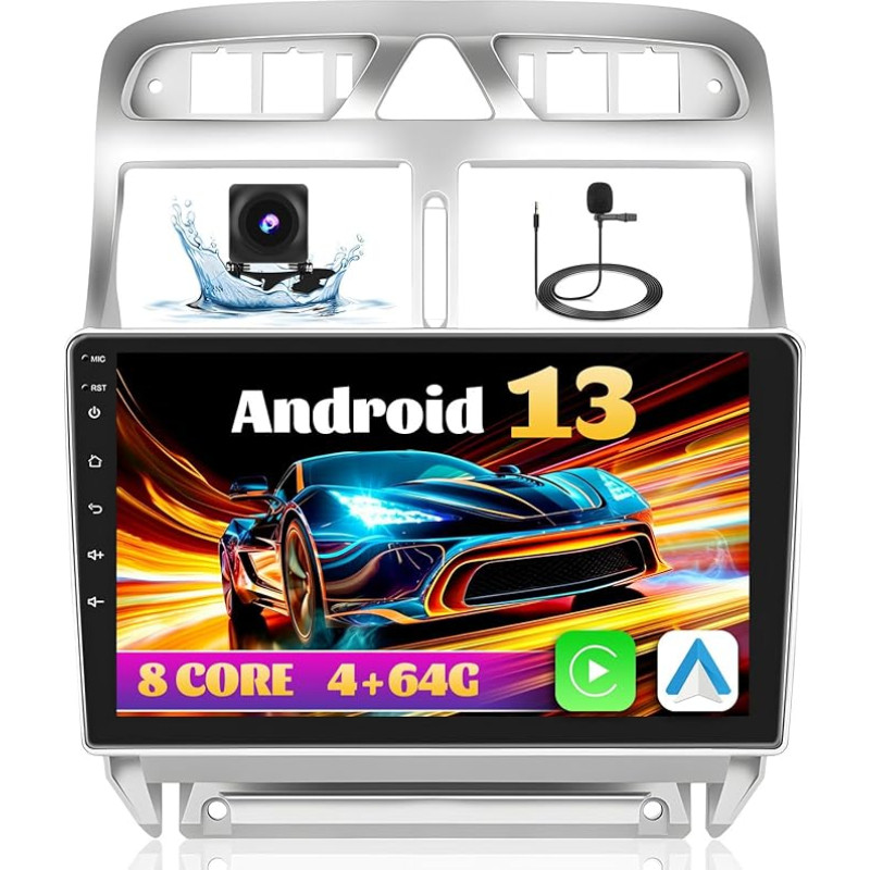 Inefala [8 Core/4G+64G] Upgrade Radio Android 13 mit Wireless Carplay für Peugeot 307 2007-2013 mit 9