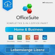 OfficeSuite Home & Business | 5-in-1-Office-Paket | Dokumente, Tabellen, Präsentationen, PDF, E-Mail & Kalender | Lebenslange Lizenz | 1 Windows-PC | 1 Benutzer [Online-Code für PC]