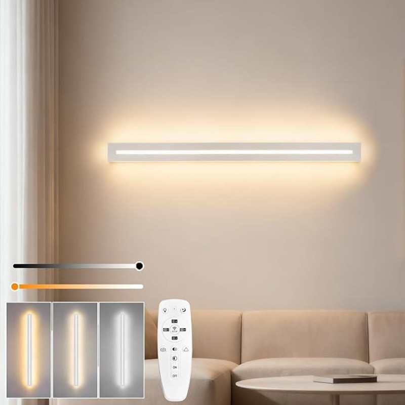 20 W sieninis LED apšvietimas LED vidaus apšvietimui 80 cm sieninis vidaus šviestuvas su nuotolinio valdymo pulteliu, sieninis apšvietimas aukštyn žemyn, modernus baltas sieninis apšvietimas miegamajame koridoriuje, gyvenamajame kambaryje, laiptinėje, vai