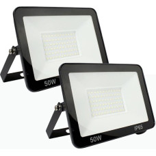 Barcelona K1883-2-BF 50 W LED Outdoor Spotlight, IP66 Waterproof with Reflectors, LED Floodlight, Outdoor Lighting for Paths, Patios, Garden, 6000 K, Black