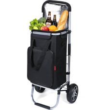 YEAUPE PRO Shopping Trolley with Cooling Compartment | Max. 50 L & 25 kg Load Capacity | Foldable 3-in-1 Trolley Sack Truck and Shoulder Bag | Hand Trolley, Shopper, Shopping Trolley (Black)