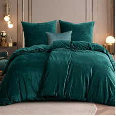 RUIKASI Flanelinė patalynė 135 x 200 cm 4 dalių žalia - šilta žiemos patalynė, minkštas pliušinis vilnonis antklodžių užvalkalų komplektas su 2 pagalvių užvalkalais 80 x 80 cm