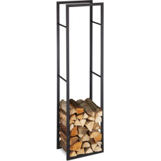 Relaxdays Firewood Rack for Indoor Use, High Firewood Rack for Fireplace & Oven, Steel, H x W x D: 170 x 44.5 x 30 cm, Black