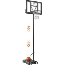 VEVOR Basketball Hoop Outdoor Basketball Stand 122-305 cm Adjustable Height Basketball System Black Weather Resistant Rust Resistant Basketball Hoop Stand with Water or Sand Mobile