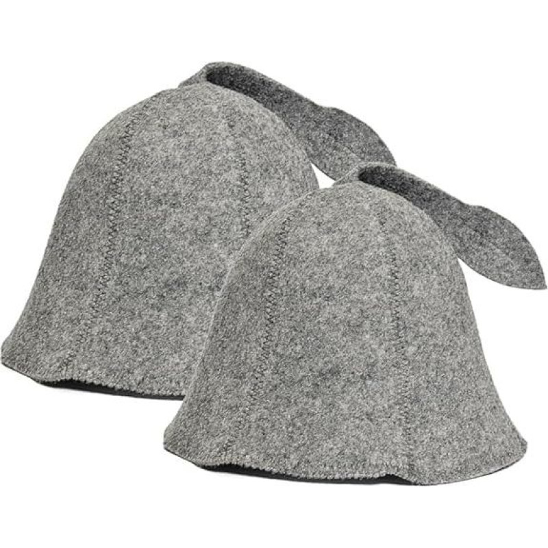 Saunos kepurė Pilka vilnonė veltinė kepurė 2 vnt. - apsaugo galvą nuo karščio - pridedamas angliškas pirties elektroninės knygos vadovas