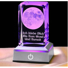3D Moon Crystal Multicoloured Night Light I Love You Decolamp, kalėdinės dovanos žmonai, jos draugei, mamai, unikalios Valentino dienos, jubiliejaus, gimtadienio dovanų idėjos