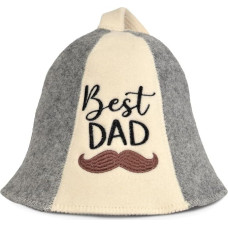 Pirties kepurė vyrams ir moterims iš veltinio - geriausias tėtis - balta pirties kepurė vyrams ir moterims, pagaminta iš 100 % natūralios vilnos veltinio - pirties kepurė su siuvinėjimu - apsauga nuo karščio - pridedama pirties elektroninė knyga