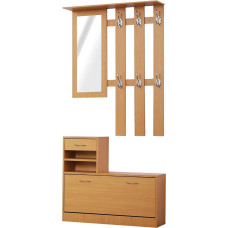 HOMCOM prieškambario baldų komplektas 3 dalių komplektas Drabužių lentyna su stalčiumi 90 x 22 x 116 cm Mediena Ruda