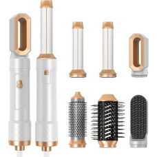 Airstyler 6 in 1 su oro garbanojimo geležte 1000 W jonų plaukų džiovintuvas Hairstyler Šilto oro šepetys Apvalus šepetys plaukų džiovintuvas garbanojimo šepetys tiesinimo šepetys plaukų džiovintuvas Styling Brush Set Dovanos moterims Balta