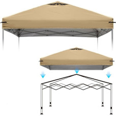 Pakeičiamasis pavėsinės stogas 3 x 3 su reguliuojamu dirželiu, tinka 114-118 colių pločio viršutinei daliai, atsparus vandeniui ir UV spinduliams, skirtas lauko pavėsiui (tik stogas, rėmas neįtrauktas) (smėlio spalvos)