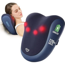 ALLJOY belaidis Shiatsu kaklo masažuoklis su šiluma 3D besisukanti galvutė, masažinė pagalvėlė pečiams ir nugarai - gilus atsipalaidavimas namuose ir biure, dovanos