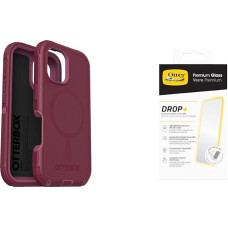 OtterBox Bundle Defender Series MagSafe Case for iPhone 16, Shockproof, Drop-Proof, Extremely Durable, Protective Case, Red & Premium Glass Screen Protector