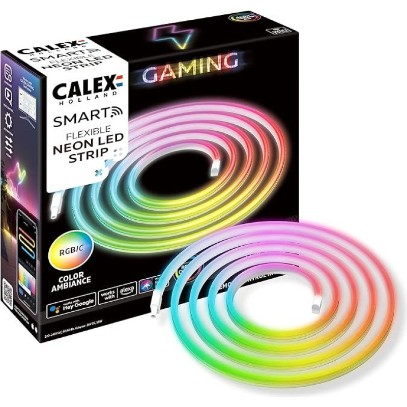 CALEX žaidimų neoninė LED juosta, RGBIC spalvos, suderinama su Razer Chroma, PC Sync, 2 m
