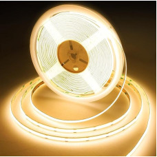 COB LED Strip 15 m Warm White, 384 LEDs/m, 24 V, CRI 92+, 10 mm Wide, Bright LED Strip without Power Supply for Bedroom, TV, Kitchen, Living Room, DIY, Light Strip Self-Adhesive (without Power Supply)