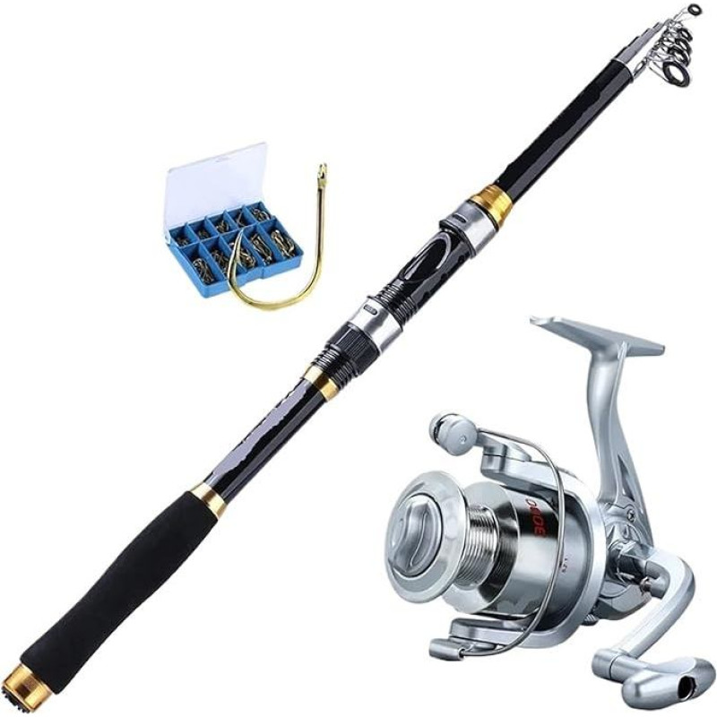 Angelrute Spinn-Angelkombi, 1,8 m-2,7 m Glasfaser-Teleskop-Angelrute und Spinn-Angelrolle der Größe 1000-4000