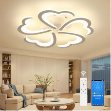 LED Ceiling Light Living Room: 3000 K - 6500 K Ceiling Light LED Dimmable with Remote Control and App Control, Modern Living Room Lamp Ceiling Lamp Flower for Bedroom Kitchen Children's Room 59 cm 48 W 4800 LM