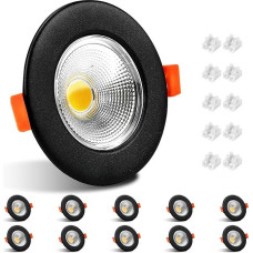 Allesgute 10 LED Recessed Spotlights 230 V Black 10 W Recessed Lights 850LM 4000K Neutral White LED Spotlights 65-85 mm Hole Size Recessed Spotlights Flat for Bedroom Kitchen Living Room