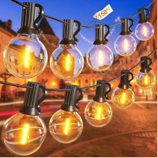 GLUROO Lauko pasakų žibintai 45 m, lauko pasakų žibintai su G40 75 + 2 nedūžtančios LED lemputės, 2500 K šiltos baltos spalvos vandeniui atsparūs lauko pasakų žibintai, skirti sodui ir terasai