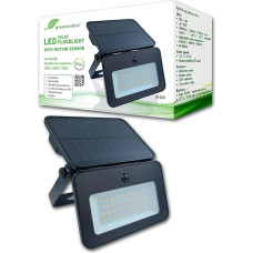 greenandco 2 x LED Solar Floodlight with Motion Sensor 1000 Lumen Dimmable in 3 Levels Light Colour Adjustable 6500/4000/3000 K IP65 Suitable for Outdoor Use Wall Spotlight