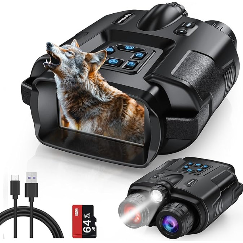 Naktinio matymo prietaisas - 3 colių įkraunami naktinio matymo prietaisai 4K 5000 mAh, 600 M 8X skaitmeninio priartinimo infraraudonųjų spindulių naktinio matymo žiūronai, IP65, skirti medžioklei, stovyklavimui, stebėjimui