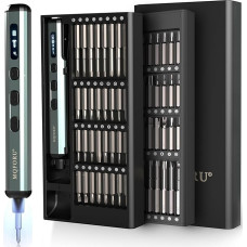 Mini elektrinių atsuktuvų rinkinys, 72 in 1 tikslus elektrinis atsuktuvas su 64 magnetiniais antgaliais, 5 sukimo momento nustatymai, 4 šviesos diodų lemputės, skirtas tiksliam darbui Telefonas Laikrodis Fotoaparatas