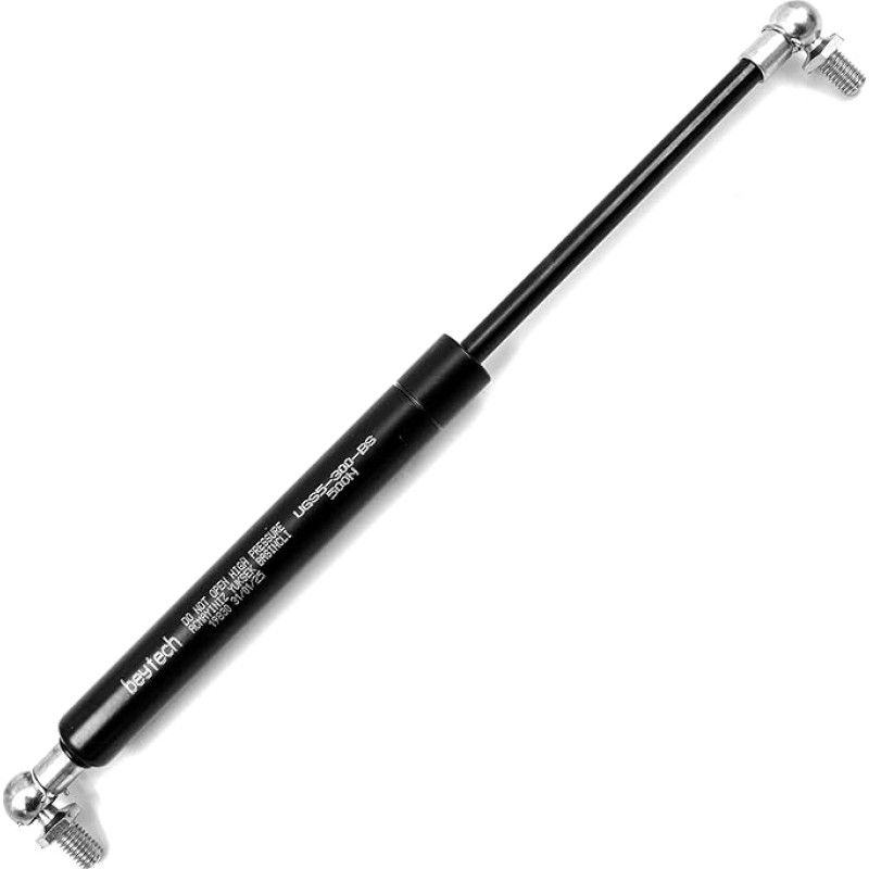 Universalus dujinės spyruoklės amortizatorius durims, automobiliams, bagažinės dangčio amortizatorius, ilgis 200-900 mm | Niutonas 100N - 1000N su rutulinio šarnyro antgaliais (200 Niutonų, 800 mm)