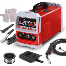 MIG Schweißgerät 3 in 1 MIG/MMA/TIG Lift, 200A Inverter IGBT mit LCD Display, Fülldraht- & Elektrodenschweißgerät 220V, tragbar für Heimwerker, KFZ-Reparatur & Metallbearbeitung