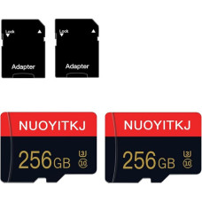 2 pakuotės 256 GB atminties kortelė 10 klasės atminties kortelė su adapteriu, skirta planšetiniams kompiuteriams, fotoaparatams, dronams