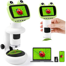 GuKKK mikroskopas vaikams, 2,0 colių IPS skaitmeninis mikroskopas 1000X rankinis mikroskopas 1080P HD kišeninis mikroskopas WiFi USB mikroskopas su 8 reguliuojamomis LED lemputėmis pradedantiesiems, suderinamas su kompiuteriu