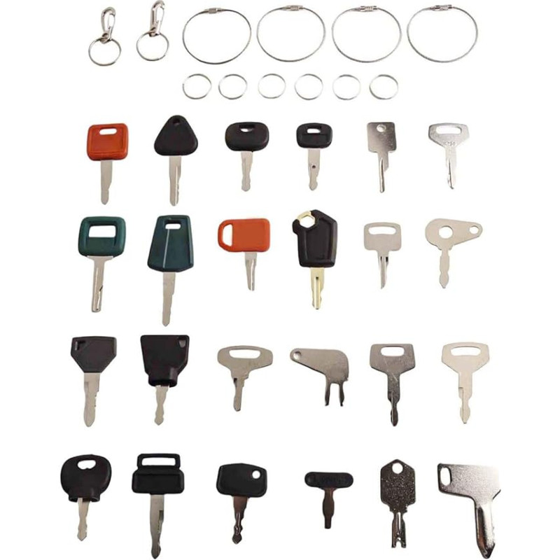 Uždegimo raktų rinkinys, specialiai skirtas sunkiųjų mašinų operatoriams