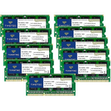 Timetec 80GB KIT (10x8GB) DDR3L / DDR3 1600MHz (DDR3L-1600) PC3L-12800 / PC3-12800 Non-ECC Unbuffered 1.35V/1.5V CL11 2Rx8 Dual Rank 204 Pin SODIMM Laptop PC Computer Memory he RAM RAM