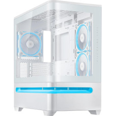ASUS Prime AP202 ARGB White mATX PC Case (Curved Panoramic Glass Panel, Aura Sync ARGB, GPU up to 420 mm, Installation of up to 9 120 mm Fans, Patented Airflow Design, Slot Vent, White)