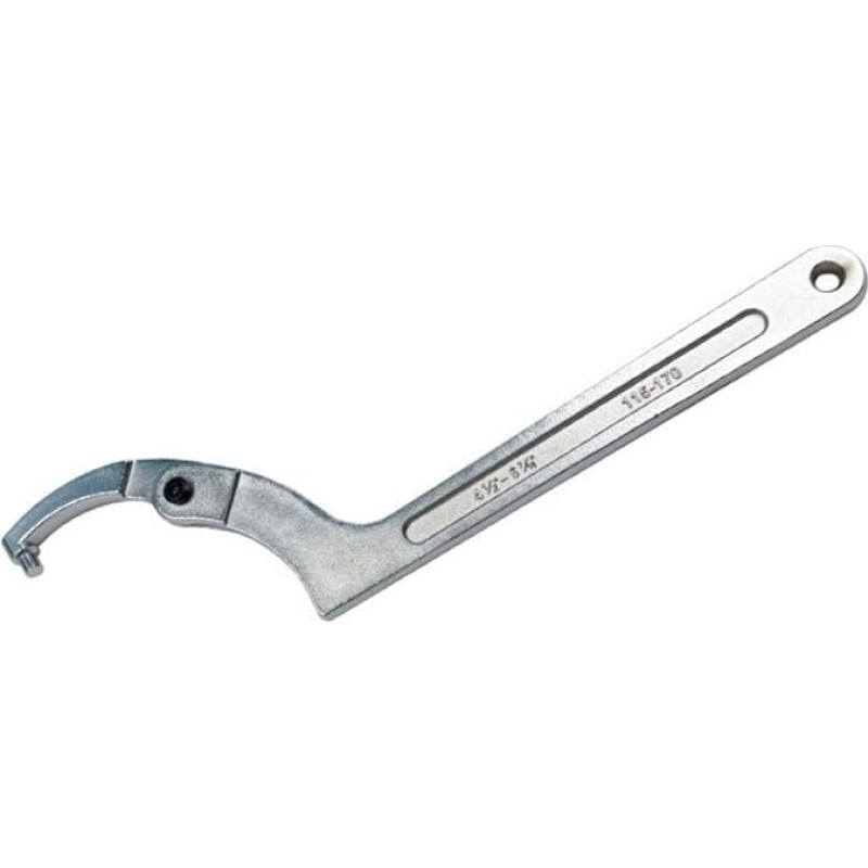 Verstellbarer Hakenschlüssel, ergonomischer Griff, runder / quadratischer Kopf, kompatibel mit Motorrad-Stoßdämpfern und Wasserzählern (115-170 Rundkopf)