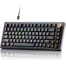 TMKB T81E Gasket Assembly Mechanical Gaming Keyboard, Hot-Swap Wired Keyboard, 82 Keys RGB Lighting, 75% US QWERTY Layout, Pre-Lubricated Linear Switches - Black