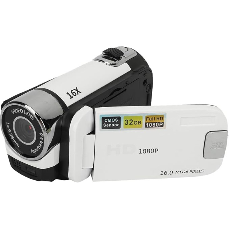 1080P 16 MP fotoaparatas, 1080P 16X skaitmeninio priartinimo vaizdo registratorius Vlogging fotoaparatas, skirtas mažamečiams mergaitėms berniukams (baltas)
