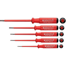 PB Swiss Tools VDE atsuktuvų rinkinys PB 5538 | 100% Šveicarijos gamybos | 5 dalių elektrinių atsuktuvų rinkinys 0/1/2/3/3/4/5 su dantukais ir izoliacija iki 1000V AC / 1500V DC