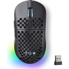 TMKB Falcon M1 Wireless Gaming Mouse - 24000 DPI, 180h Battery Life, 90 g Ultra Light, 6 Programmable Buttons, RGB Lighting, 2.4G/BT5.2/USB-C for PC/Mac/Laptop, Black