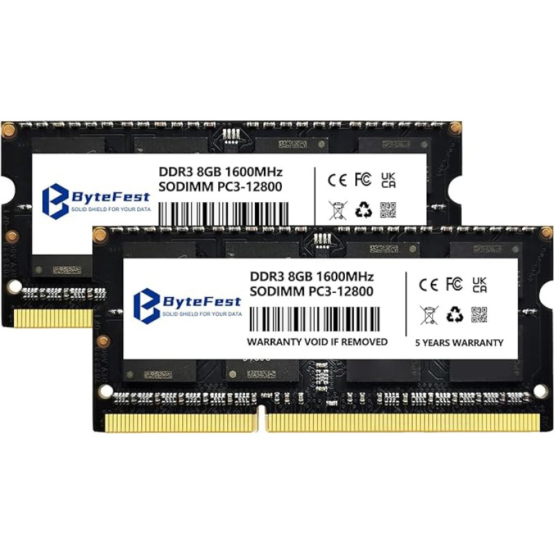DDR3 RAM 16GB (2x8GB) 1600MHz SODIMM CL11 1.35V 204 Pin Gaming Memory for Laptop