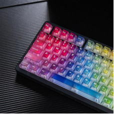 mintcaps Clear Keyboard Keycaps - 128 Keys Transparent Keycaps Shine Through Cherry Profile Keyboards Key Cap Set for Cherry Gateron MX Mechanical Keyboard