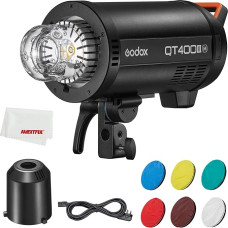 Godox QT400III QT600III QT1200III greita studijinė blykstė, integruota 2.4G belaidė X sistema, HSS režimas, stabilios spalvos temperatūros režimas, 40 W reguliuojama šviesa, 0,01-0,9 s atkūrimo laikas, skirta studijinėms blykstėms (QT400III)