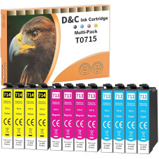 D&C T0715 Printer Cartridges Compatible with Epson T0712 T0713 T0714 Cartridge with Epson Stylus D92 SX218 D78 SX410 DX4400 DX7400 B40W BX300F BX610FW DX4050 DX7450 DX844 000 00 00 BX600FW DX8450