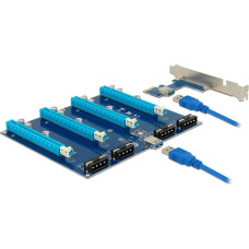 DeLOCK 41427 Vidinės PCIe, USB 3.0 sąsajos plokštės ir adapteriai - Sąsajos plokštės ir adapteriai (PCIe, PCIe, USB 3.0, Asmedia ASM1184e, 0,8 Gbit/s, juoda, mėlyna, Kinija)