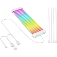 DollaTek 5V 3-Pin Sync ARGB PSU Cable 24-Pin Motherboard Power Supply Cable Power Extension Cable Set Soft Silicone Hose 24-Pin Extension Cable with Case for Computer Gaming Case