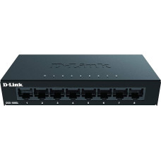 D-Link DGS-108GL 8-Port Gigabit Unmanaged Desktop Switch, Fanless, Flat Profile, Metal Housing, Plug and Play, 802.3az EEE Black DGS-108GL