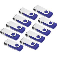 USB atmintinės 16 GB, 10 vnt., AreTop USB 2.0 16 GB, 10 vnt., 360 laipsnių kampu USB atmintinė, didelės spartos duomenų saugojimo atmintinė (mėlyna)